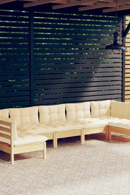 vidaXL 3097163 - Salon de jardin 7 pcs avec coussins crème bois de pin massif