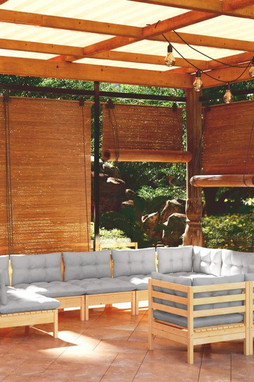 vidaXL 3097246 - Salon de jardin 9 pcs avec coussins gris bois de pin massif