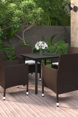 vidaXL 3099674 - Ensemble à manger de jardin coussins 5 pcs Résine tressée Verre