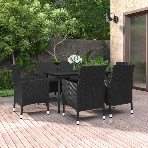 vidaXL 3099688 - Ensemble à manger de jardin coussins 7 pcs Résine tressée Verre