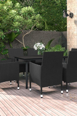 vidaXL 3099688 - Ensemble à manger de jardin coussins 7 pcs Résine tressée Verre