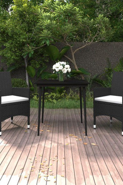 vidaXL 3099727 - Ensemble à manger de jardin coussins 3 pcs Résine tressée Verre