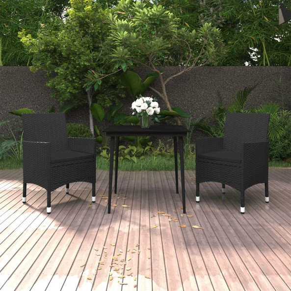 vidaXL 3099733 - Ensemble à manger de jardin coussins 3 pcs Résine tressée Verre