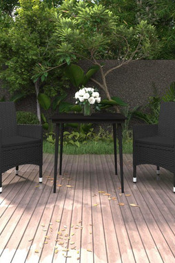 vidaXL 3099733 - Ensemble à manger de jardin coussins 3 pcs Résine tressée Verre