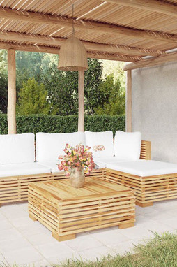 vidaXL 3100855 - Salon de jardin 5 pcs avec coussins Bois de teck solide