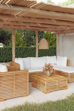 vidaXL 3100857 - Salon de jardin 6 pcs avec coussins Bois de teck solide