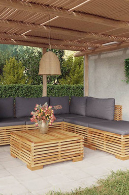 vidaXL 3100860 - Salon de jardin 6 pcs avec coussins Bois de teck solide