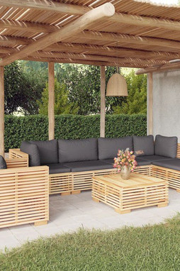 vidaXL 3100862 - Salon de jardin 7 pcs avec coussins Bois de teck solide
