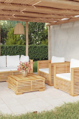 vidaXL 3100869 - Salon de jardin 5 pcs avec coussins Bois de teck solide