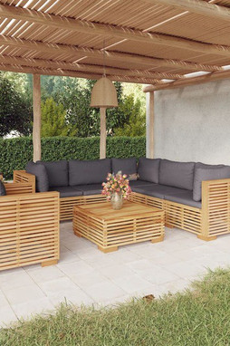 vidaXL 3100876 - Salon de jardin 7 pcs avec coussins Bois de teck solide