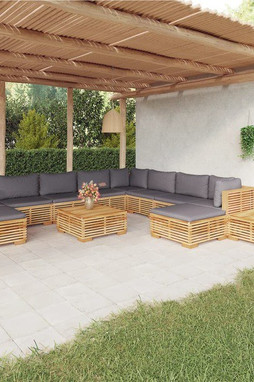 vidaXL 3100888 - Salon de jardin 12 pcs avec coussins Bois de teck solide
