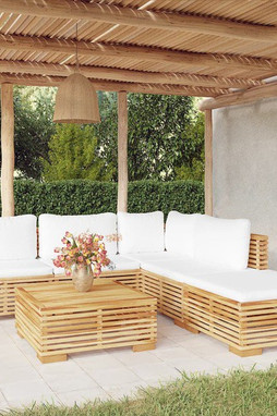 vidaXL 3100895 - Salon de jardin 6 pcs avec coussins Bois de teck solide