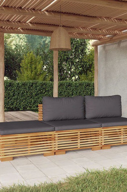 vidaXL 3100904 - Salon de jardin 3 pcs avec coussins Bois de teck solide