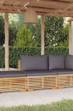 vidaXL 3100906 - Salon de jardin 3 pcs avec coussins Bois de teck solide