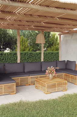 vidaXL 3100910 - Salon de jardin 8 pcs avec coussins Bois de teck solide