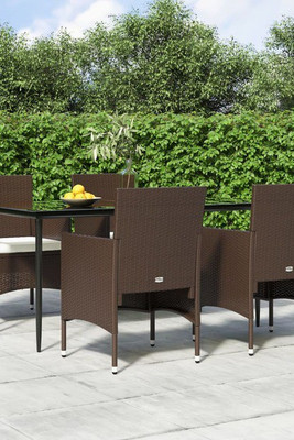 vidaXL 3156628 - 5 Piece Garden Dining Set with Cushions and Black
