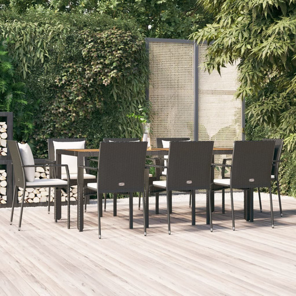 vidaXL 3157968 - 9 Piece Garden Dining Set with Cushions Poly Rattan