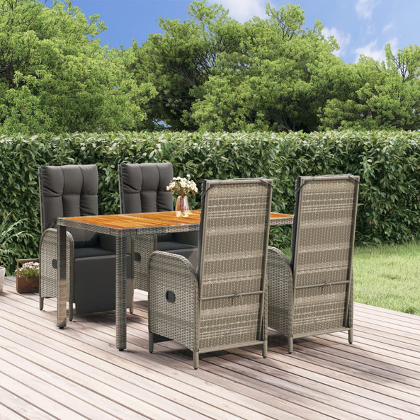 vidaXL 3185046 - 5 Piece Garden Dining Set with Cushions Poly Rattan