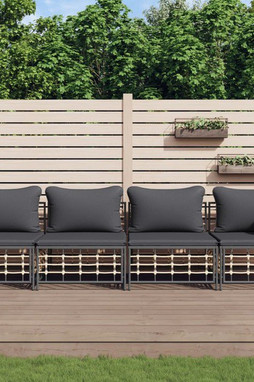vidaXL 3186699 - Salon de jardin 4 pcs avec coussins anthracite résine tressée