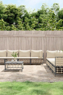 vidaXL 3186708 - Salon de jardin 9 pcs avec coussins anthracite résine tressée