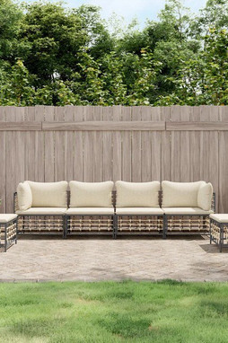 vidaXL 3186720 - Salon de jardin 6 pcs avec coussins anthracite résine tressée