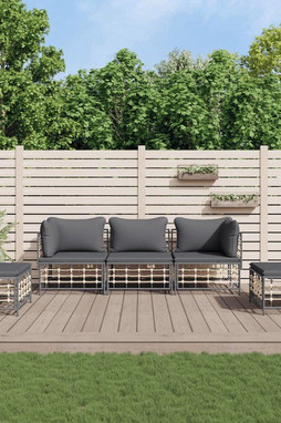 vidaXL 3186717 - Salon de jardin 5 pcs avec coussins anthracite résine tressée