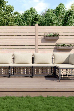 vidaXL 3186734 - Salon de jardin 5 pcs avec coussins anthracite résine tressée