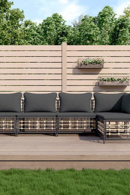 vidaXL 3186743 - Salon de jardin 5 pcs avec coussins anthracite résine tressée
