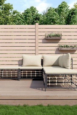vidaXL 3186760 - Salon de jardin 5 pcs avec coussins anthracite résine tressée