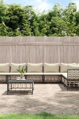 vidaXL 3186762 - Salon de jardin 8 pcs avec coussins anthracite résine tressée