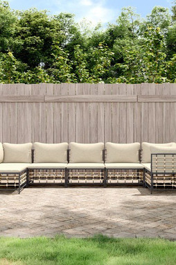 vidaXL 3186774 - Salon de jardin 7 pcs avec coussins anthracite résine tressée