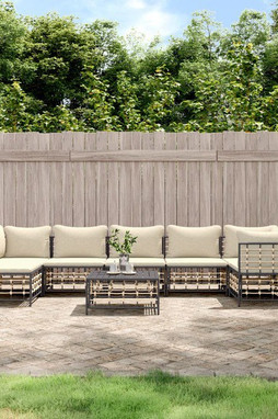 vidaXL 3186776 - Salon de jardin 8 pcs avec coussins anthracite résine tressée