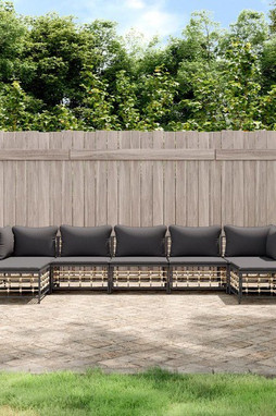 vidaXL 3186783 - Salon de jardin 7 pcs avec coussins anthracite résine tressée
