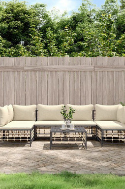 vidaXL 3186788 - Salon de jardin 7 pcs avec coussins anthracite résine tressée