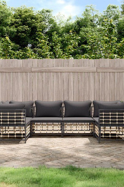 vidaXL 3186797 - Salon de jardin 6 pcs avec coussins anthracite résine tressée