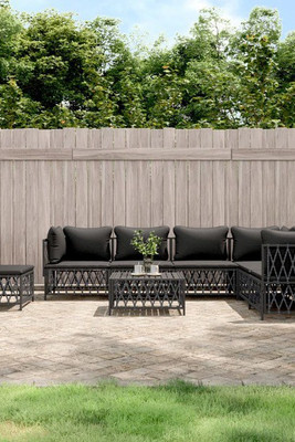 vidaXL 3186891 - 8 Piece Garden Lounge Set with Cushions Steel