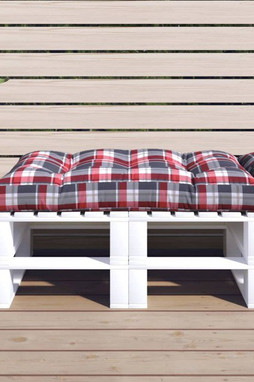 vidaXL 314421 - Pallet Cushion Red Check Pattern 120x80x12 cm Fabric