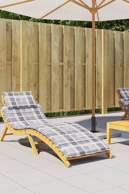 vidaXL 314172 - Sun Lounger Cushion Grey Check Pattern 186x58x4cm Oxford Fabric
