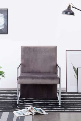 vidaXL 282269 - Armchair with Chrome Feet Dark Gray Velvet