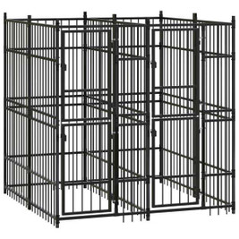 vidaXL 3097937 - Outdoor Dog Kennel Steel 3.69 m²