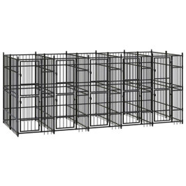 vidaXL 3097940 - Outdoor Dog Kennel Steel 9.22 m²