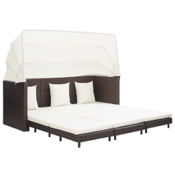 vidaXL 46076 - Canapé-lit extensible 3 places avec toit Résine tressée Marron