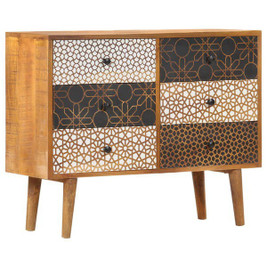 vidaXL 247916 - Sideboard with Printed Pattern 90x30x70 cm Solid Mango Wood