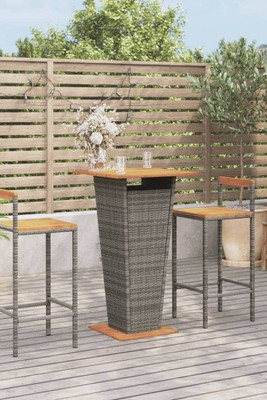 vidaXL 3187726 - 3 Piece Garden Bar Set Poly Rattan&Solid Wood Acacia