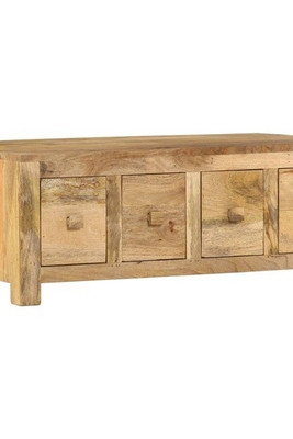 vidaXL 285827 - Coffee Table with 4 Drawers 90x50x35 cm Solid Mango Wood