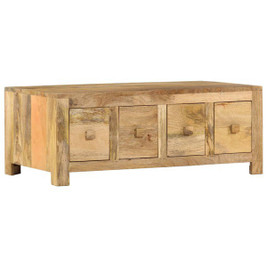vidaXL 285827 - Coffee Table with 4 Drawers 90x50x35 cm Solid Mango Wood