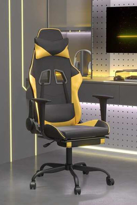 vidaXL 3143655 - Chaise de jeu avec repose-pied Noir et doré Similicuir