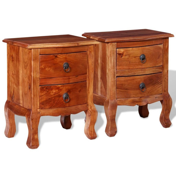 vidaXL 243972 - Tables de chevet avec tiroirs 2 pcs Bois d'acacia massif