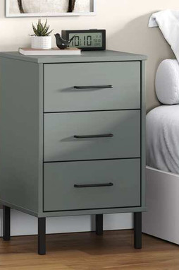 vidaXL 350977 - Bedside Cabinet with Metal Legs Solid Wood Pine OSLO