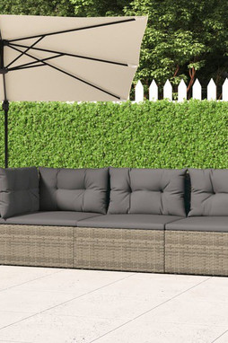 vidaXL 319605 - 3 Piece Garden Lounge Set with Cushions Poly Rattan